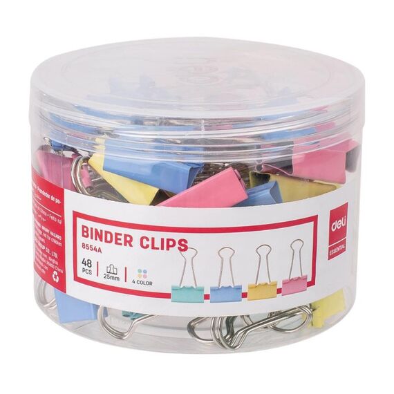 Clips color 25 mm, 48 buc/cutie, DELI - Papet