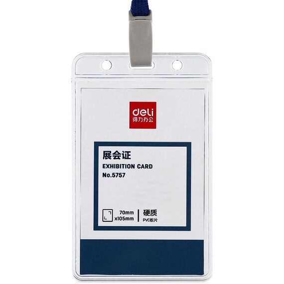Suport ecuson vertical flexibil cu snur si clips, 70x105 mm, DELI - Papet