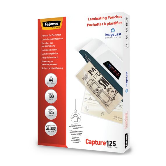 Folie laminare A4, 125 microni, 100 buc/top, FELLOWES - Papet
