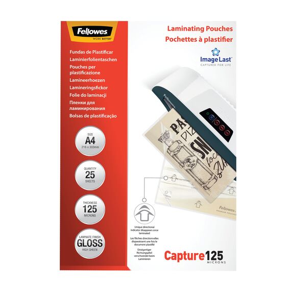 Folie laminare A4, 125 microni, 25 buc/top, FELLOWES - Papet
