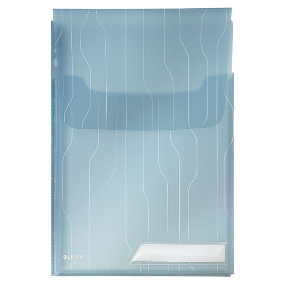 Mapa plastic A4 cu perforatii si burduf 2 cm, 3 buc/set, LEITZ Combifile Jumbo Albastru - Papet