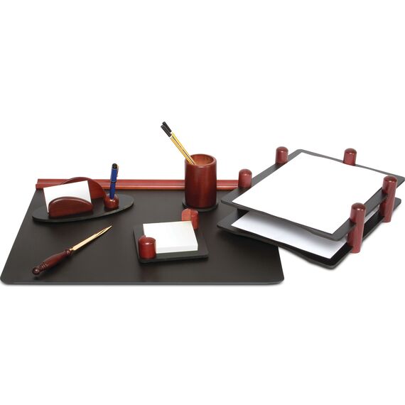 Set accesorii birou de lemn, 6 piese, culoare mahon. FORPUS - Papet