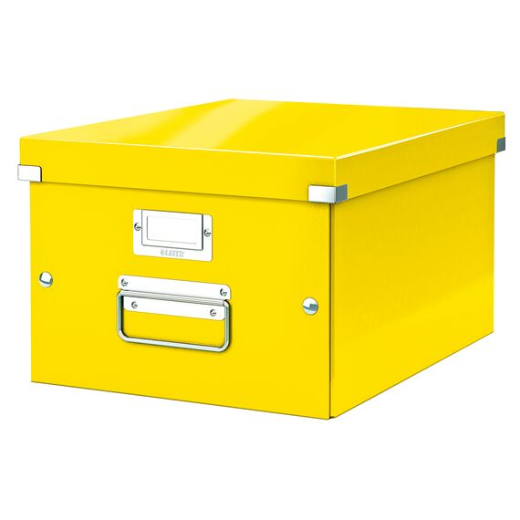 Cutie depozitare medie 370 x 281 x 200 mm, cu manere si capac, LEITZ Click&Store, ALEGE CULOAREA: Galben - 2Papet