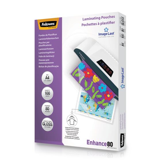 Folie laminare A4, 80 microni, 100 buc/top, FELLOWES - Papet