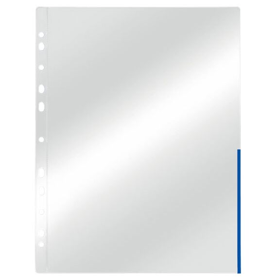 File protectie cristal deschidere partiala si margine colorata, 105 microni, 100 buc/set, A4, ESSELTE, ALEGE CULOAREA: Albastru - 2Papet