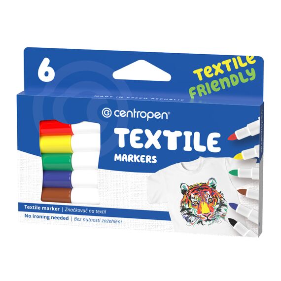 Marker pentru textile CENTROPEN, 6 culori/set - Papet