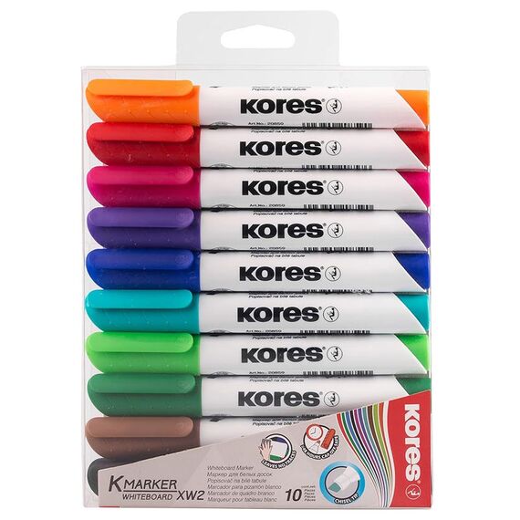 Marker whiteboard 3mm, KORES, 10 culori/set - Papet