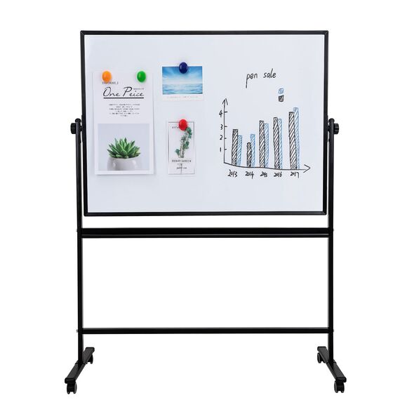 Whiteboard mobil cu 2 fete cu rama aluminiu, 90 x 150 cm, DELI - Papet
