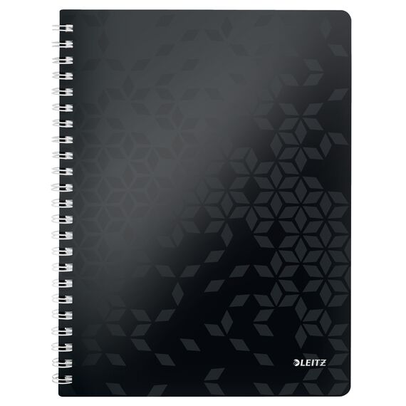 Caiet A4 cu spirala, matematica, coperta plastic PP, 80 file, 80g/mp, LEITZ WOW, ALEGE CULOAREA: Negru - 2Papet