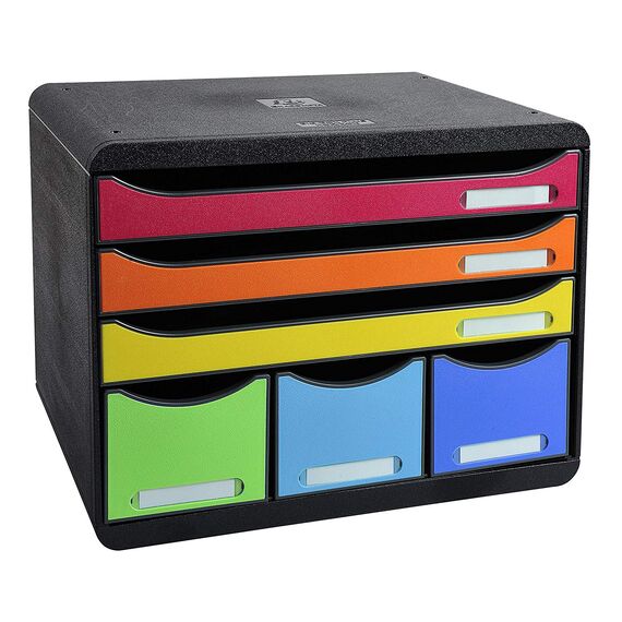 Suport documente birou 6 sertare, Multicolor, EXACOMPTA - Papet