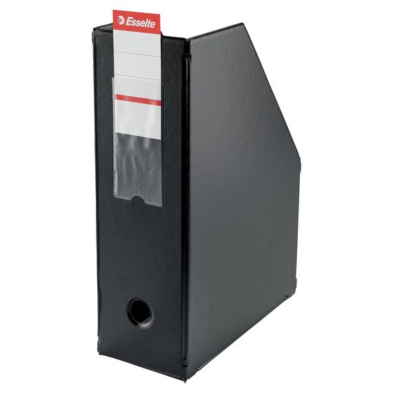 Suport vertical pliabil A4 carton invelit in PVC, 10 cm, ESSELTE, ALEGE CULOAREA: Negru - 2Papet
