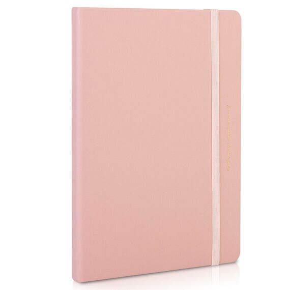 Caiet cu elastic, 210x143 mm dictando, coperta imitatie piele, 96 file, 80g/mp, DELI, ALEGE CULOAREA: Roz - 2Papet