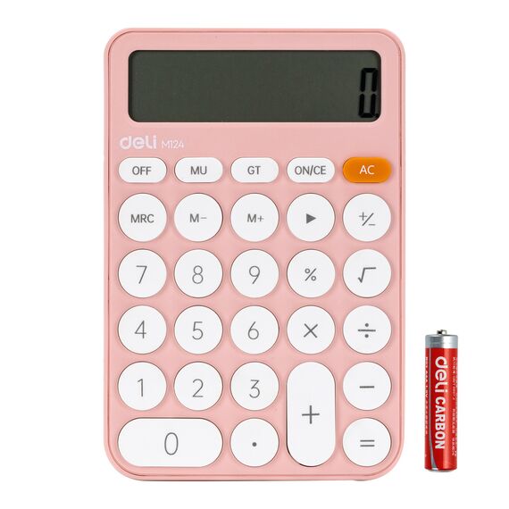 Calculator de birou cu 12 digits, DELI Fashion EM124, ALEGE CULOAREA: Roz - 2Papet