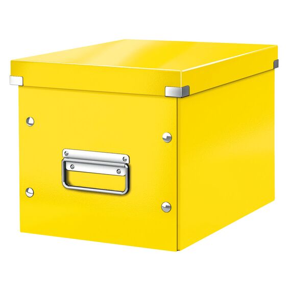 Cutie depozitare medie 260 x 260 x 240 mm, forma CUB cu manere si capac, LEITZ Click&Store, ALEGE CULOAREA: Galben - 2Papet