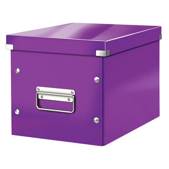 Cutie depozitare medie 260 x 260 x 240 mm, forma CUB cu manere si capac, LEITZ Click&Store, ALEGE CULOAREA: Mov - 2Papet