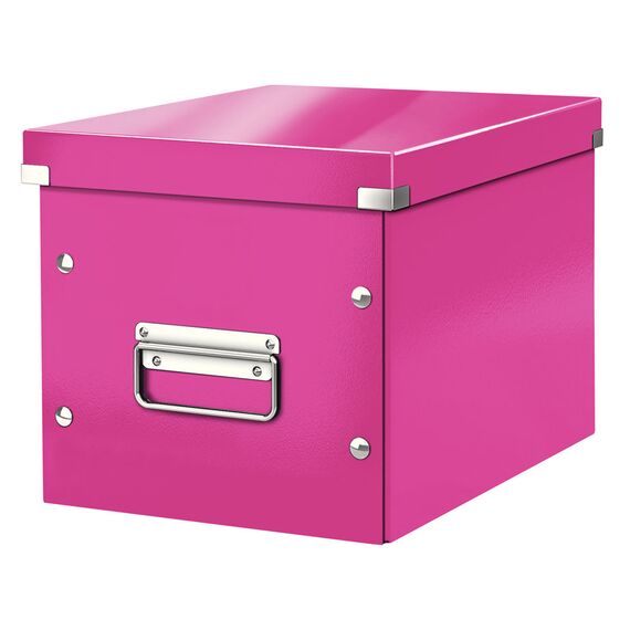 Cutie depozitare medie 260 x 260 x 240 mm, forma CUB cu manere si capac, LEITZ Click&Store, ALEGE CULOAREA: Roz - 2Papet