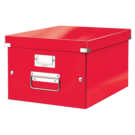 Cutie depozitare medie 370 x 281 x 200 mm, cu manere si capac, LEITZ Click&Store, ALEGE CULOAREA: Rosu - 2Papet