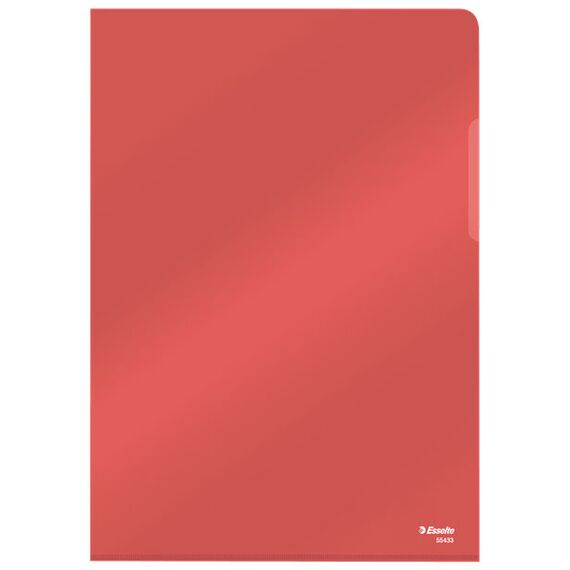 Mapa plastic cristal A4, deschidere in L, 150 microni, 25 buc/set, ESSELTE, ALEGE CULOAREA: Rosu - 2Papet