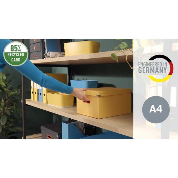 Cutie depozitare cu capac si manere 362 x 320 x 310 mm, pliabila, LEITZ Cosy, ALEGE CULOAREA: Galben - 7Papet