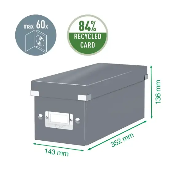 Cutie depozitare CD-uri, 352 x 143 x 136 mm, LEITZ WOW Click&Store, ALEGE CULOAREA: Alb - 7Papet