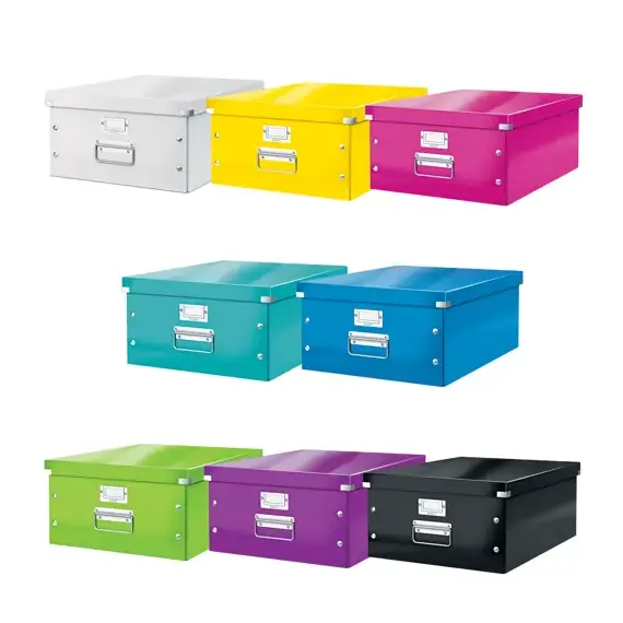 Cutie depozitare mare 482 x 369 x 200 mm, cu manere si capac, LEITZ Click&Store, ALEGE CULOAREA: Roz - Papet