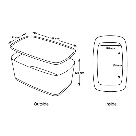 Cutie depozitare mica din plastic cu capac, LEITZ MyBox - 3Papet