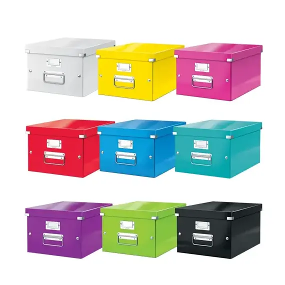 Cutie depozitare medie 370 x 281 x 200 mm, cu manere si capac, LEITZ Click&Store, ALEGE CULOAREA: Negru - Papet