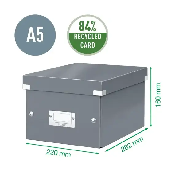 Cutie depozitare mica 282 x 220 x 160 mm, cu eticheta si capac, LEITZ Click&Store, ALEGE CULOAREA: Alb - 3Papet