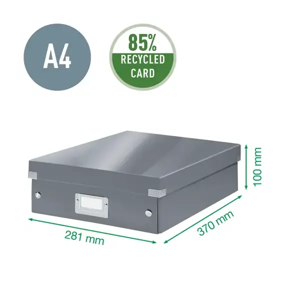 Cutie organizer medie, 370 x 281 x 100 mm, compartimentata cu eticheta, LEITZ Click&Store, ALEGE CULOAREA: Alb - 3Papet