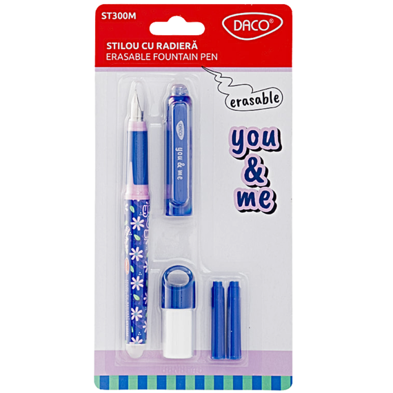 Stilou cu radiera, penita tip F, DACO You&Me Floral - Papet