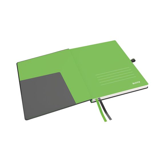 Caiet A5 dictando, coperta fina si elastic, 80 file, 100 gm/mp, LEITZ iPAD Negru - 5Papet