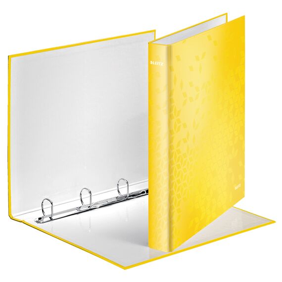 Caiet mecanic A4 cu 4 inele, 25 mm, LEITZ WOW Metalizat, ALEGE CULOAREA: Galben - 2Papet