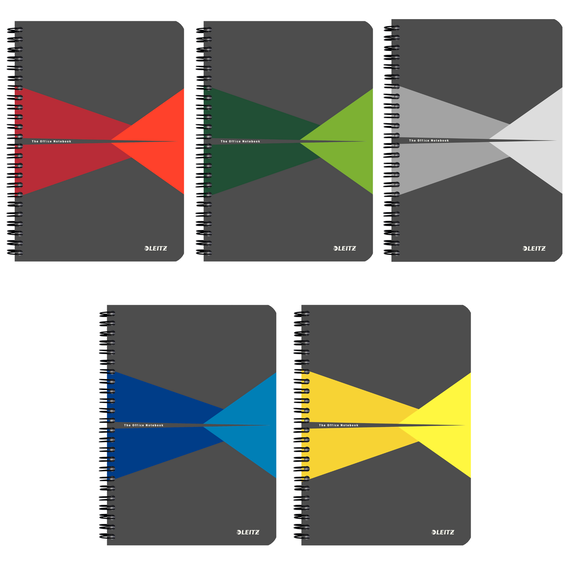Caiet A5 matematica cu spirala, coperta plastic PP, 90 file, 90g/mp, LEITZ Office, ALEGE CULOAREA: Albastru - Papet