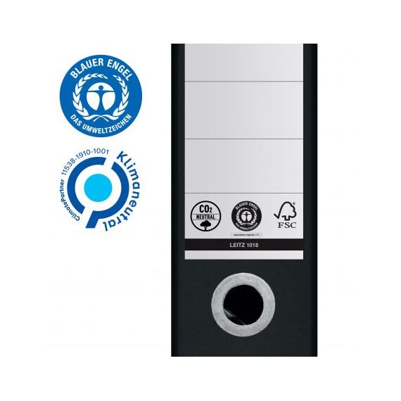 Biblioraft plastifiat negru, 8cm, deschidere 180 grade, LEITZ Recycle FSC - 2Papet