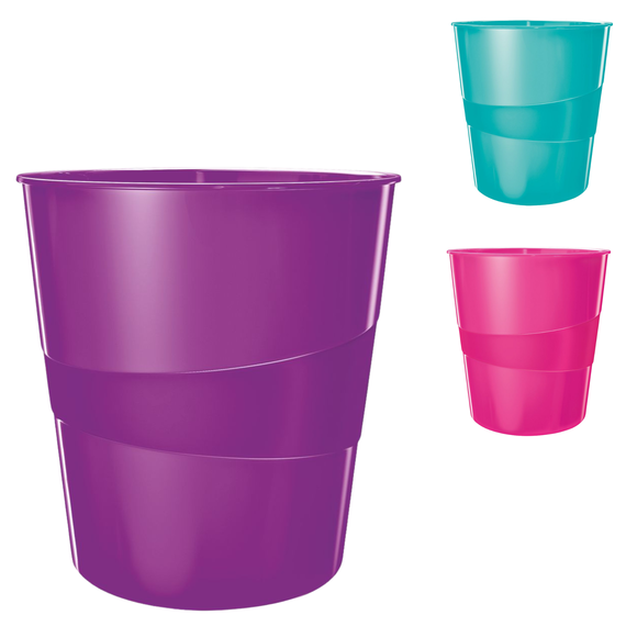 Cos de birou pentru hartie, 15L LEITZ WOW Metalizat, ALEGE CULOAREA: Mov - Papet