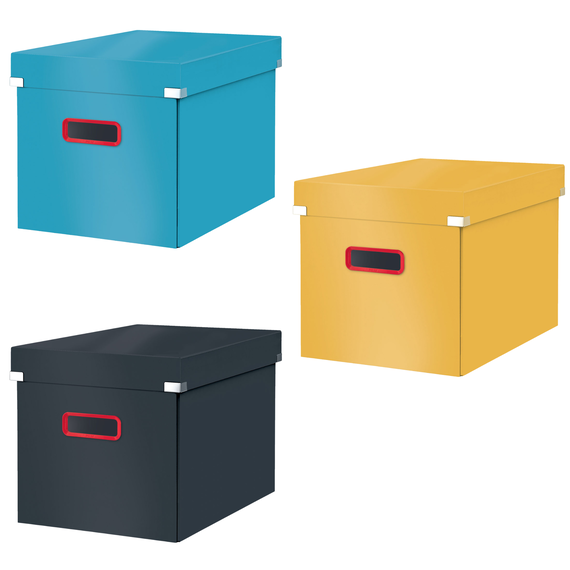Cutie depozitare cu capac si manere 362 x 320 x 310 mm, pliabila, LEITZ Cosy, ALEGE CULOAREA: Galben - Papet