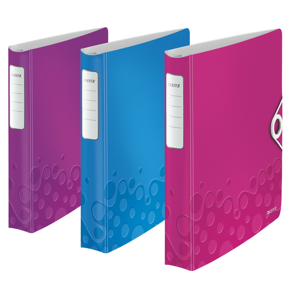 Caiet mecanic A4 cu 4 inele, 30 mm, LEITZ WOW Softclick, ALEGE CULOAREA: Roz - Papet