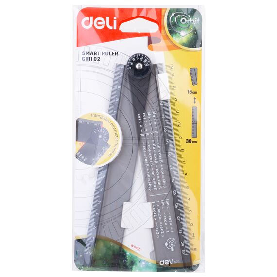 Rigla 30 cm smart pliabila, neagra, DELI - Papet