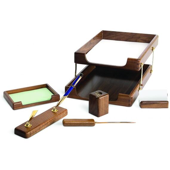 Set accesorii birou de lemn, 6 piese, culoare stejar, FORPUS - Papet