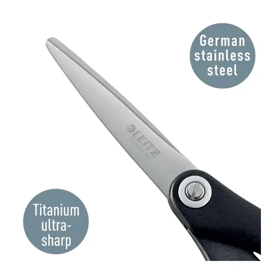 Foarfeca ergonomica 15 cm, alb-negru, LEITZ Titanium - 3Papet