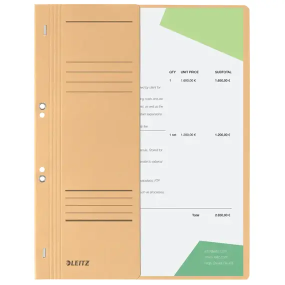 Dosar carton colorat cu capse, coperta 1/2, LEITZ, ALEGE CULOAREA: Kraft - 3Papet