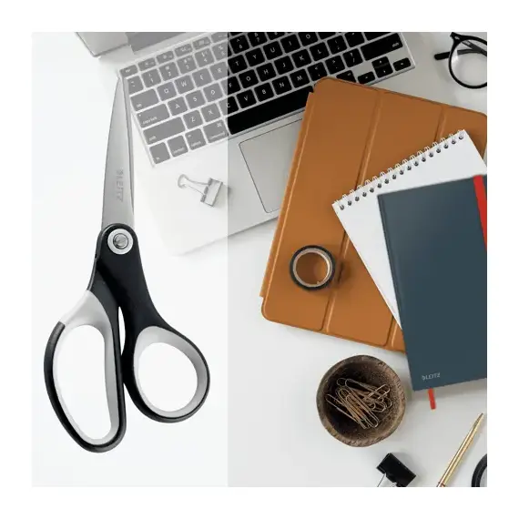 Foarfeca ergonomica 15 cm, alb-negru, LEITZ Titanium - 4Papet