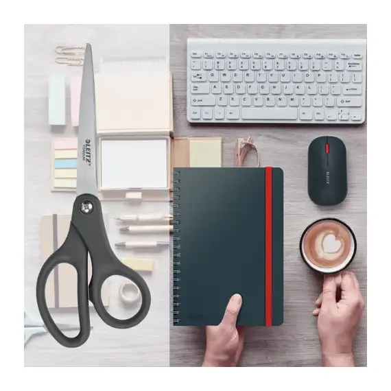 Foarfeca ergonomica 18 cm, gri, LEITZ Titanium - 5Papet