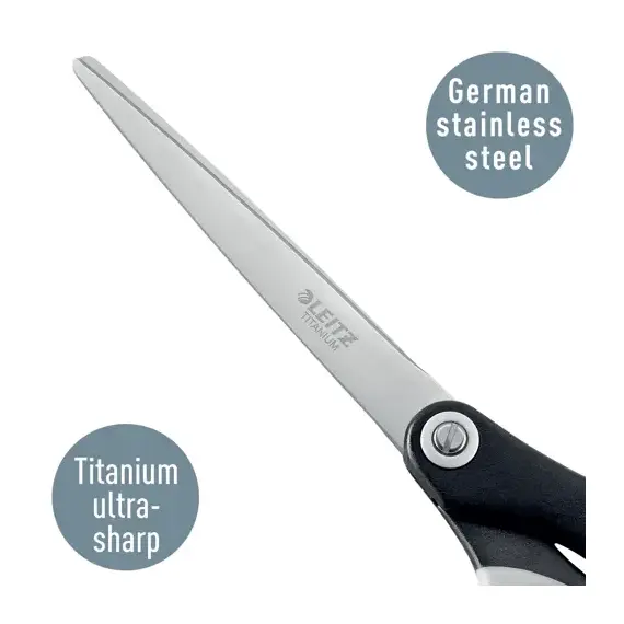 Foarfeca ergonomica 20.5 cm, alb-negru, LEITZ Titanium - 5Papet