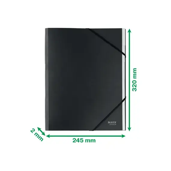 Mapa carton A4 cu elastic, 6 separatoare, negru, LEITZ Recycle - 2Papet