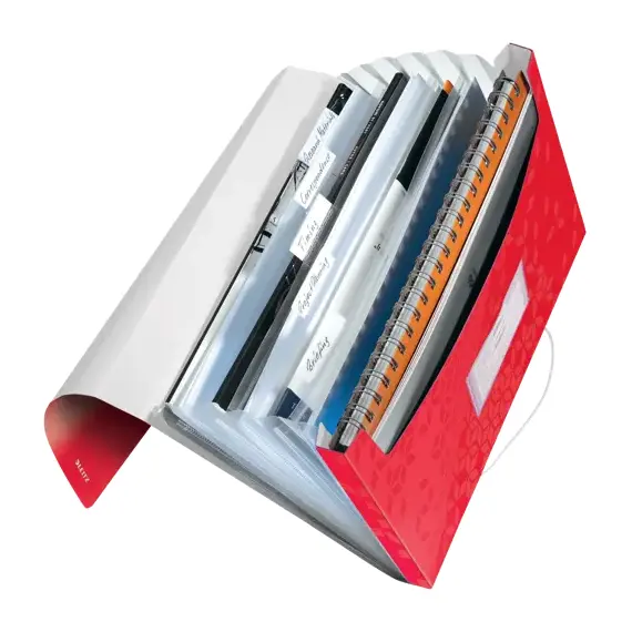 Mapa A4 extensibila cu 9 compartimente, LEITZ WOW Proiect, ALEGE CULOAREA: Rosu - 3Papet