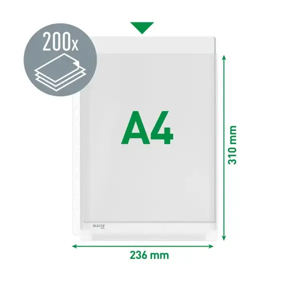 File protectie cu burduf 170 microni, 10 buc/set, A4, LEITZ Jumbo - 3Papet