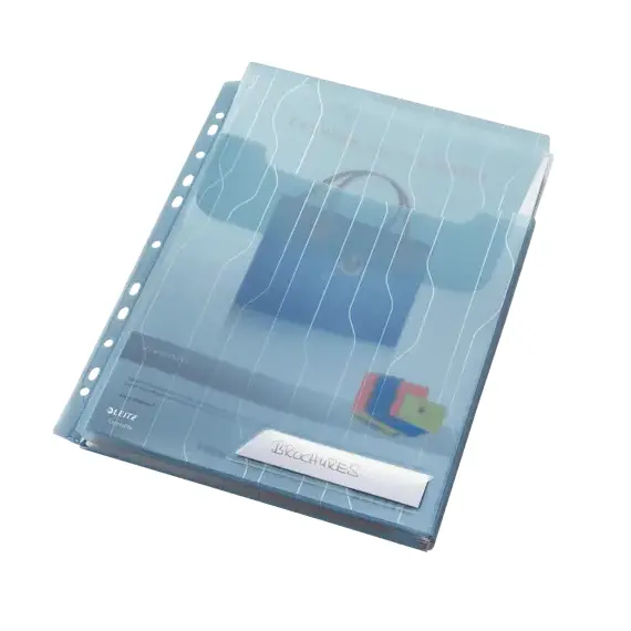Mapa plastic A4 cu perforatii si burduf 2 cm, 3 buc/set, LEITZ Combifile Jumbo Albastru - 4Papet