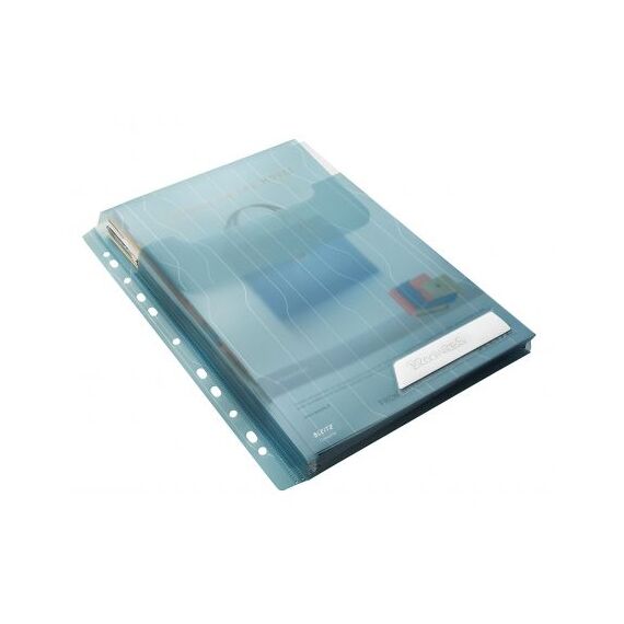 Mapa plastic A4 cu perforatii si burduf 2 cm, 3 buc/set, LEITZ Combifile Jumbo Albastru - 2Papet