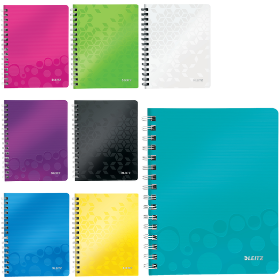 Caiet A5 cu spirala, dictando, coperta plastic PP , 80 file, 80g/mp, LEITZ WOW, ALEGE CULOAREA: Turcoaz - Papet